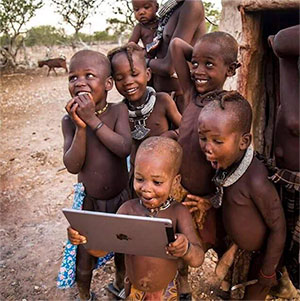 Africa kids watching tablet