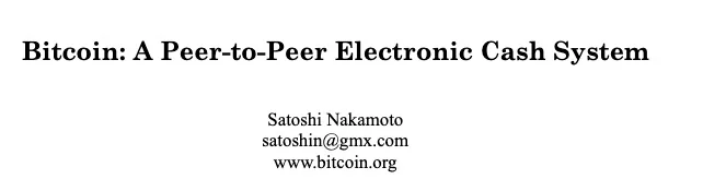 Title page of the Bitcoin whitepaper